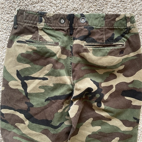 rag & bone Buckley Green Camo Straight Leg Raw Hem High Rise Chino Pant - Picture 4 of 13
